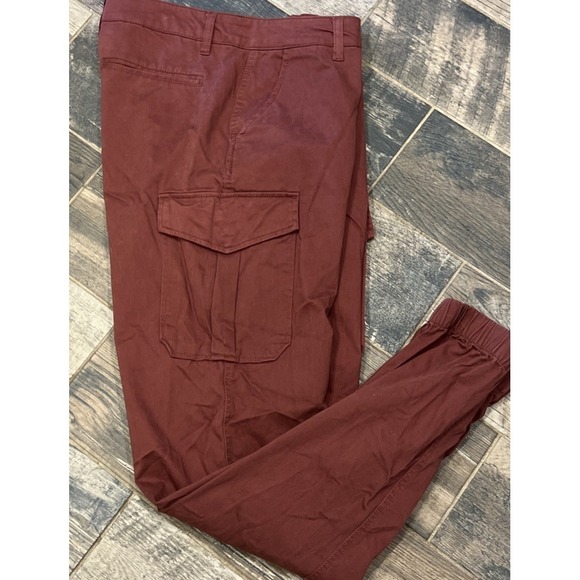 American Tall Other - New American Tall Cargo Jogger Pants Mens Cherry Mahogany Button Zip 34x33
